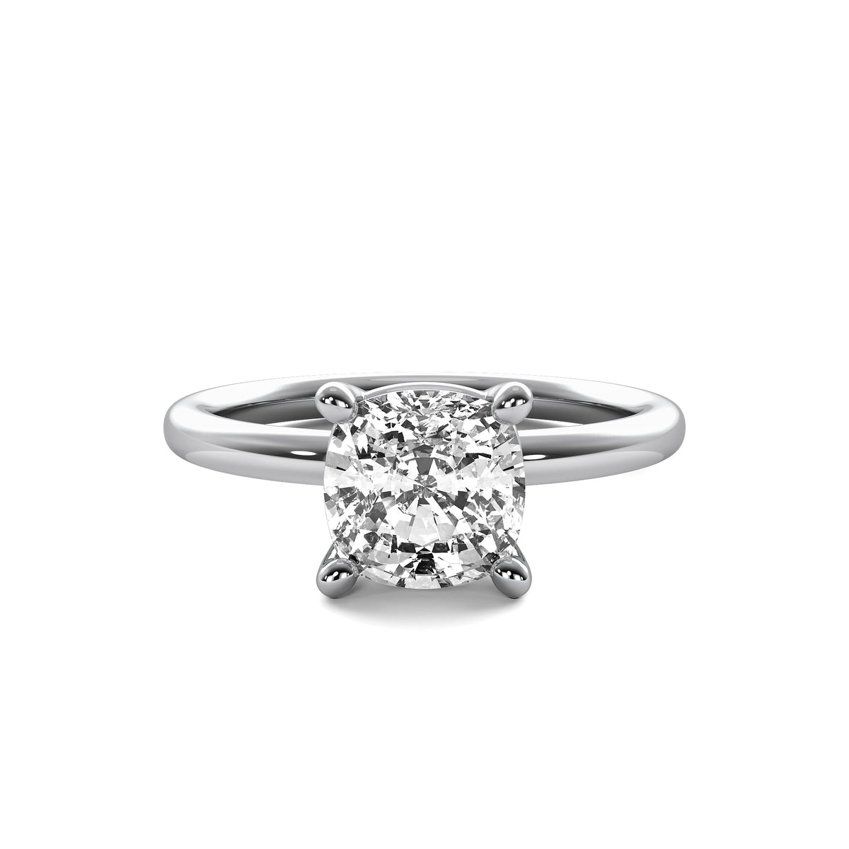 High Set Cushion Solitaire Diamond Ring