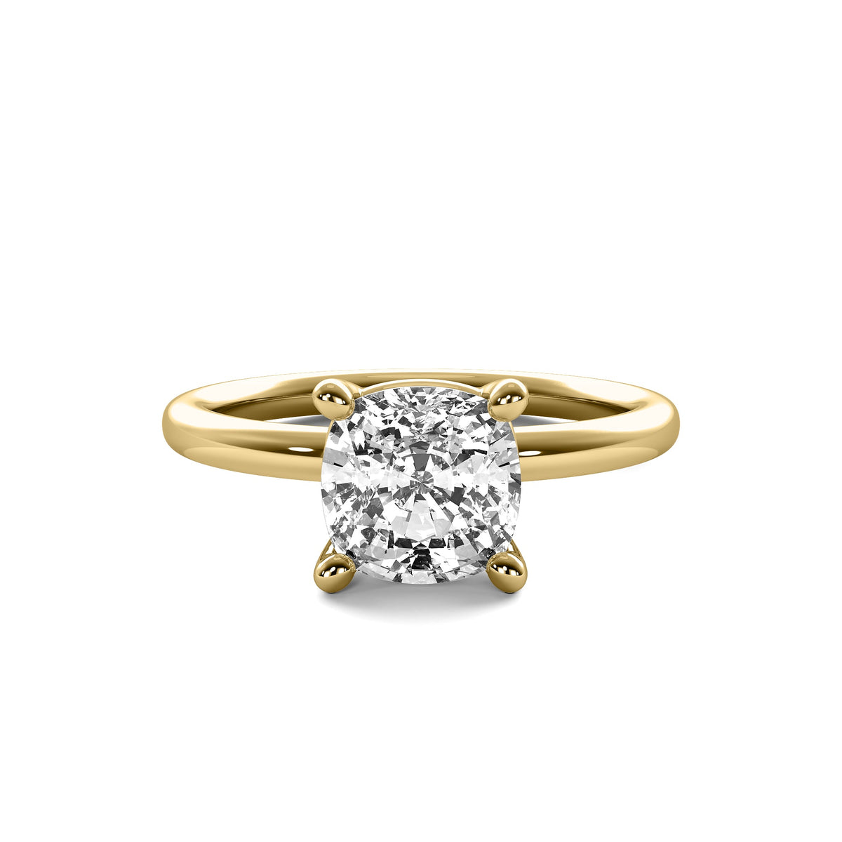 High Set Cushion Solitaire Diamond Ring