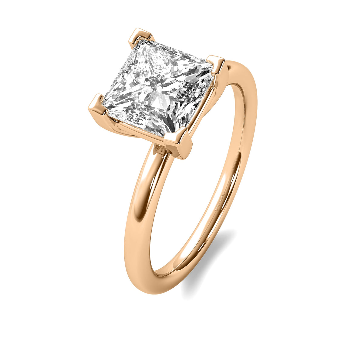 High Set Princess Solitaire Diamond Ring