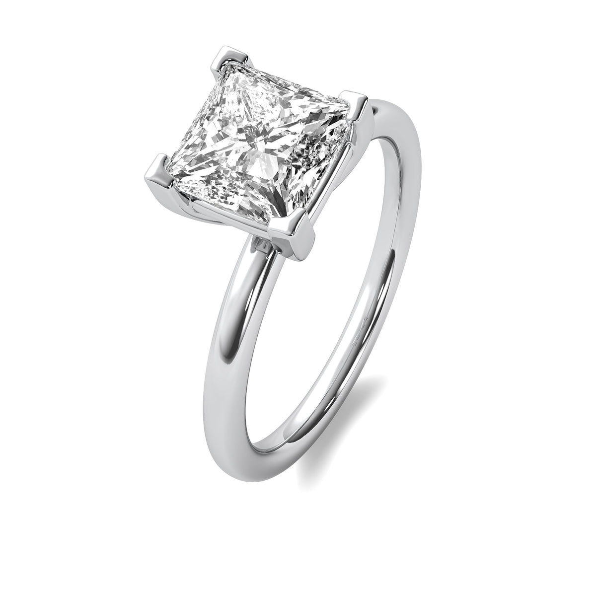 High Set Princess Solitaire Diamond Ring
