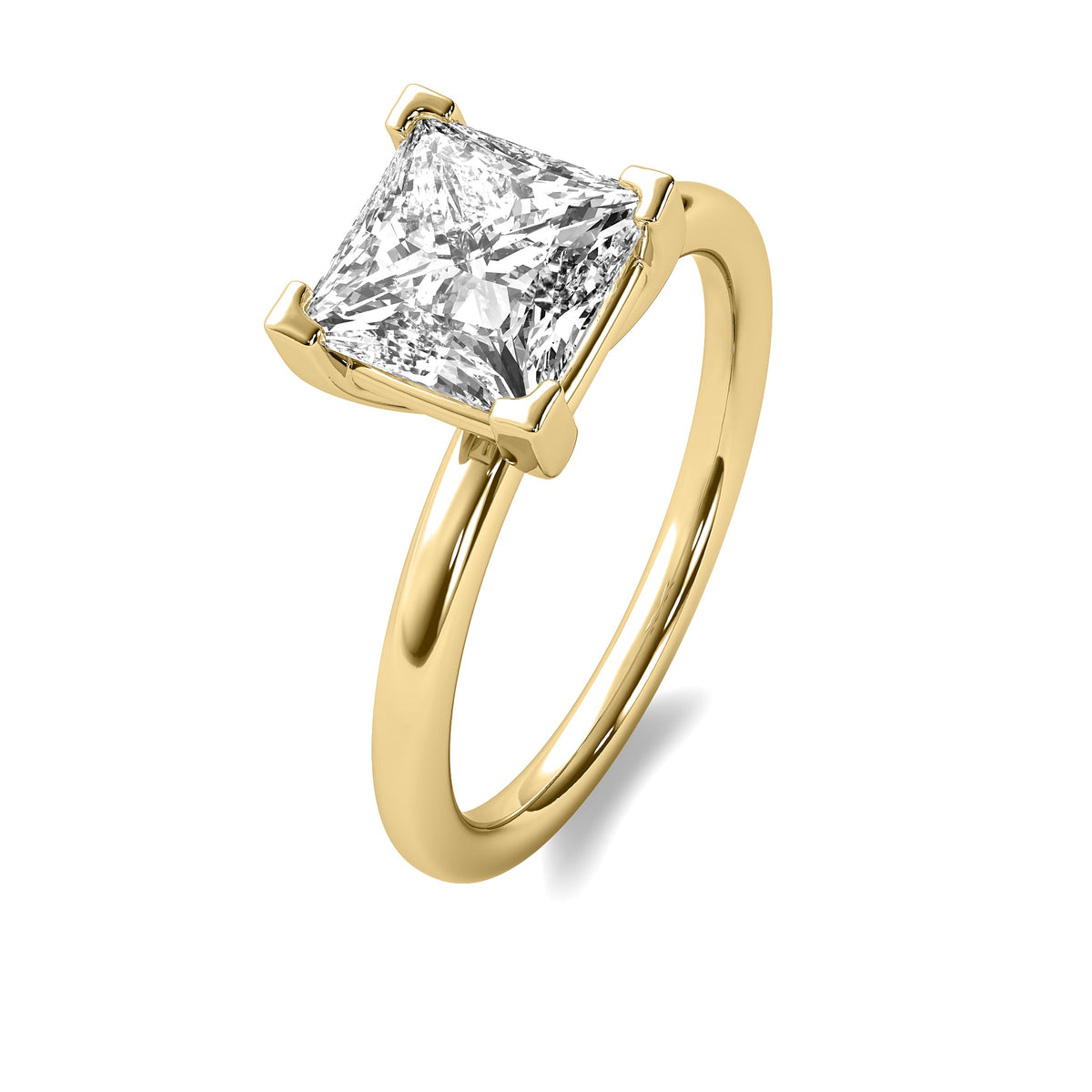 High Set Princess Solitaire Diamond Ring