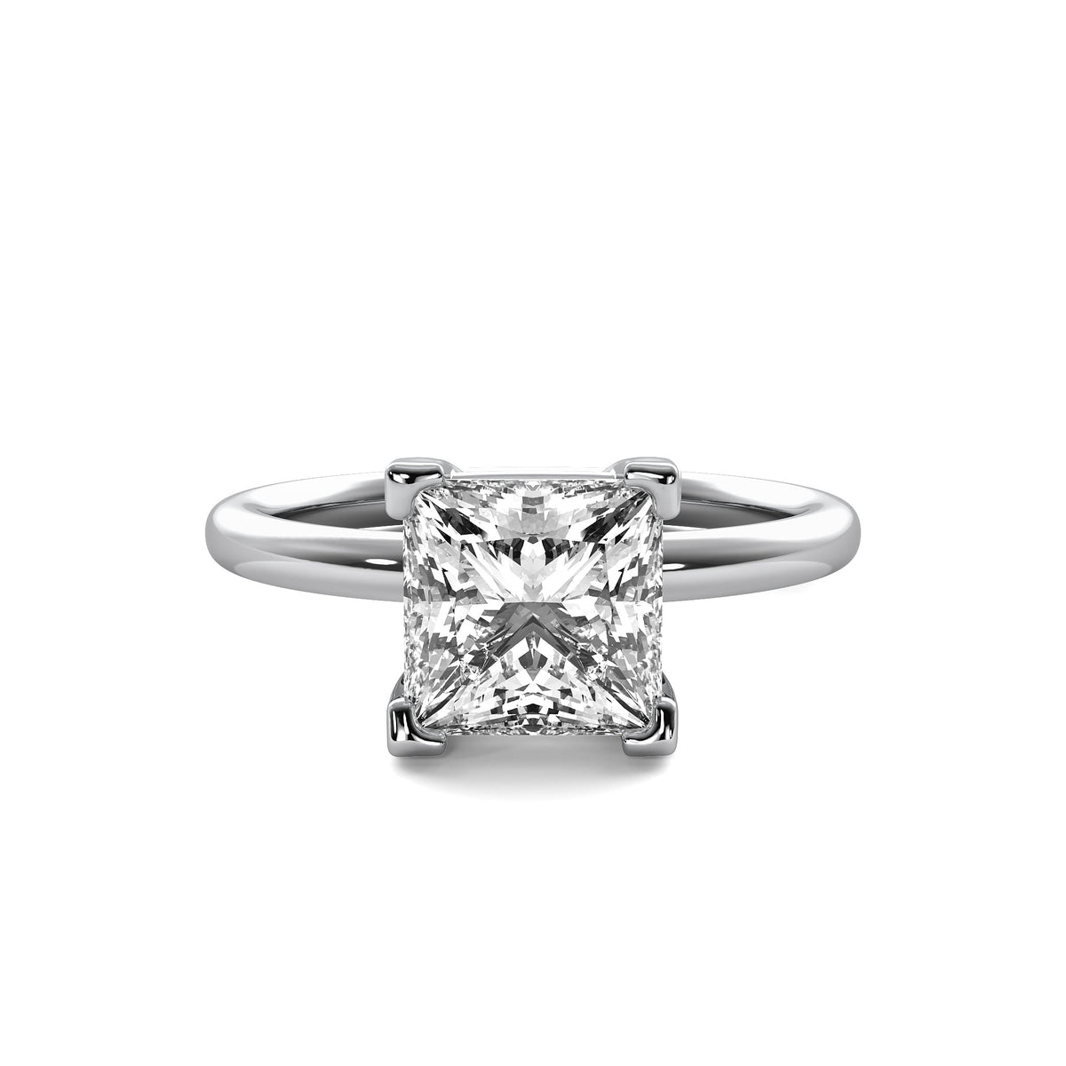 High Set Princess Solitaire Diamond Ring