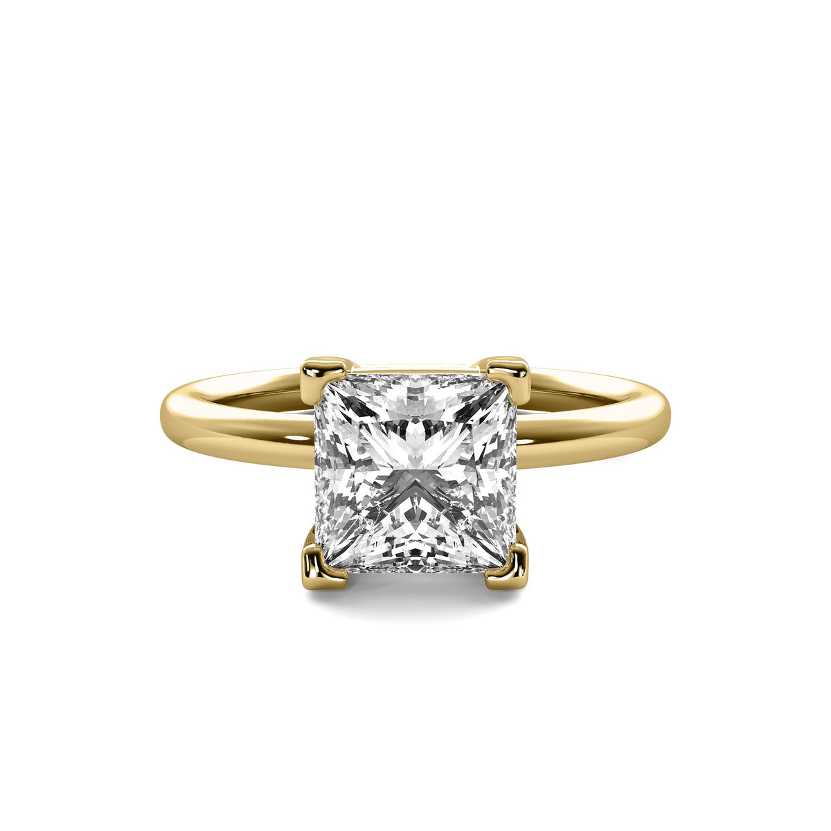 High Set Princess Solitaire Diamond Ring
