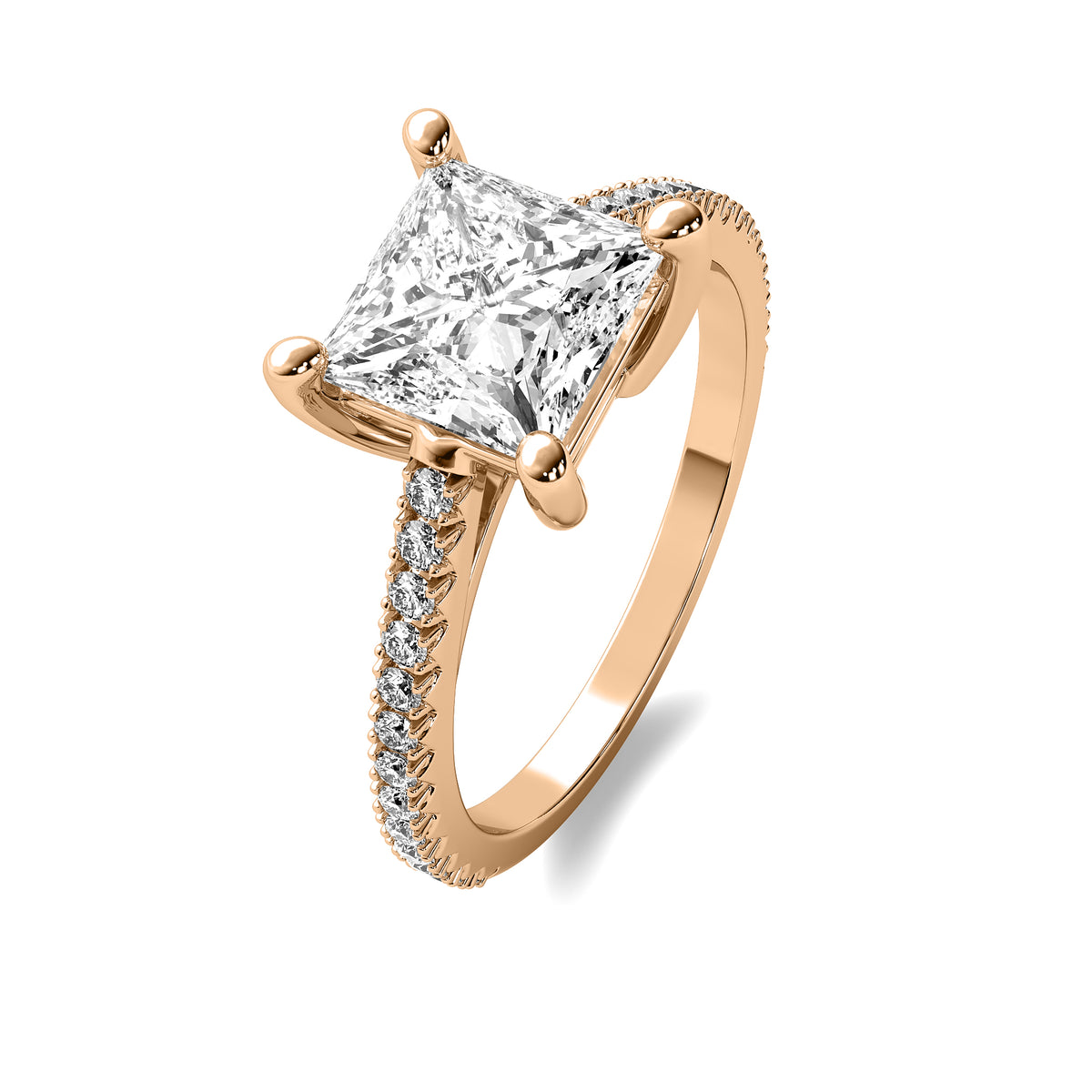 High Set Accent Princess Diamond Ring
