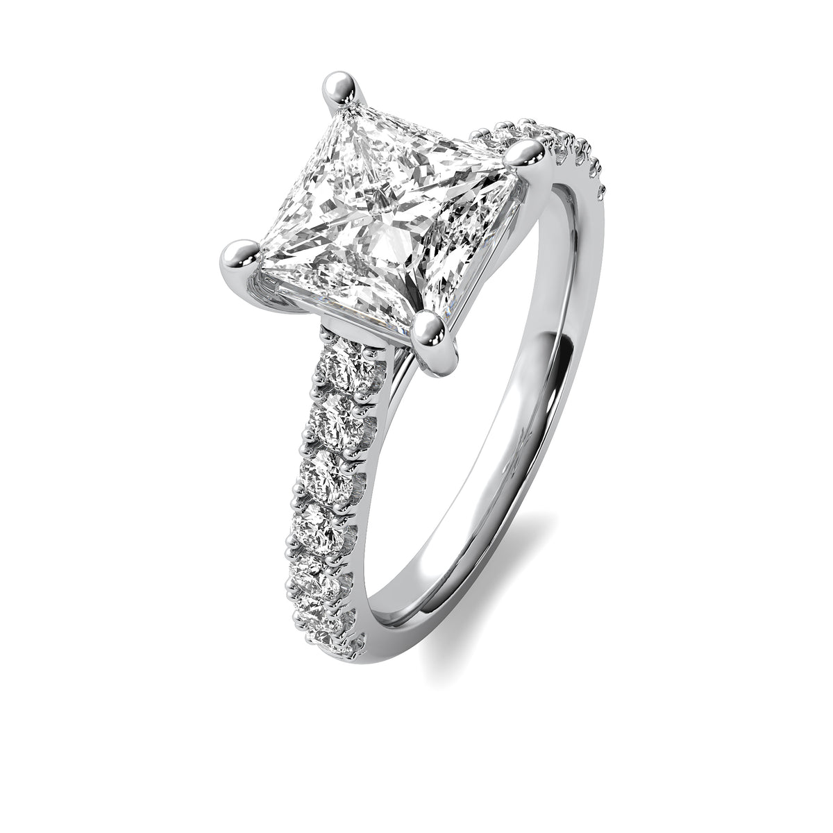 Half Accent Princess Diamond Ring