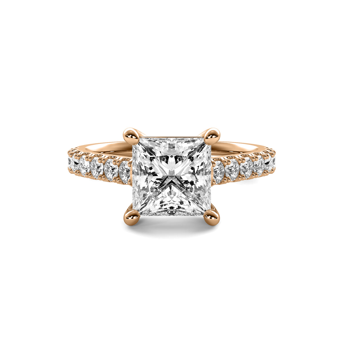 Half Accent Princess Diamond Ring