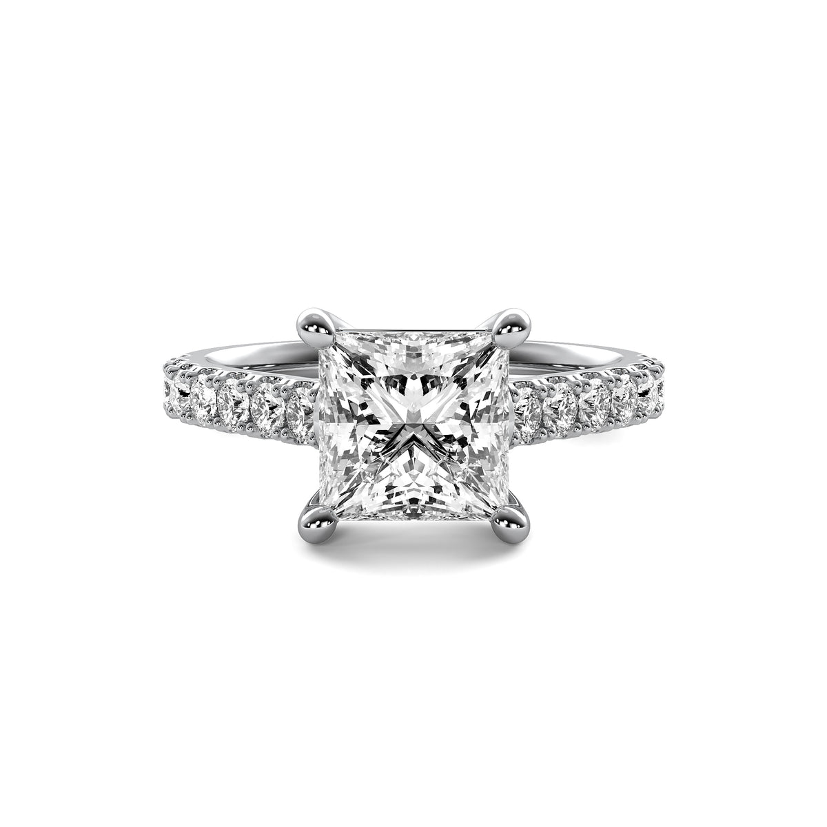 Half Accent Princess Diamond Ring