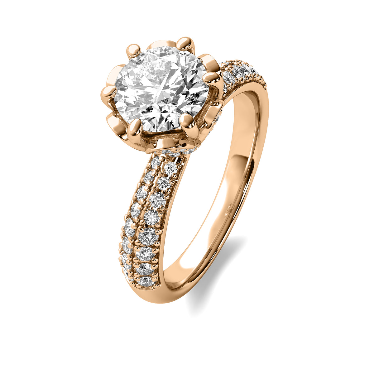 Florence Round Soliatire with Hidden Halo and Accent Diamonds