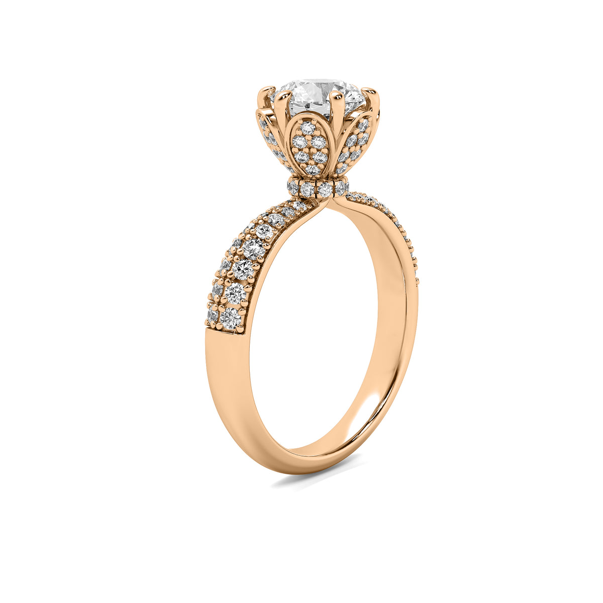 Florence Round Soliatire with Hidden Halo and Accent Diamonds