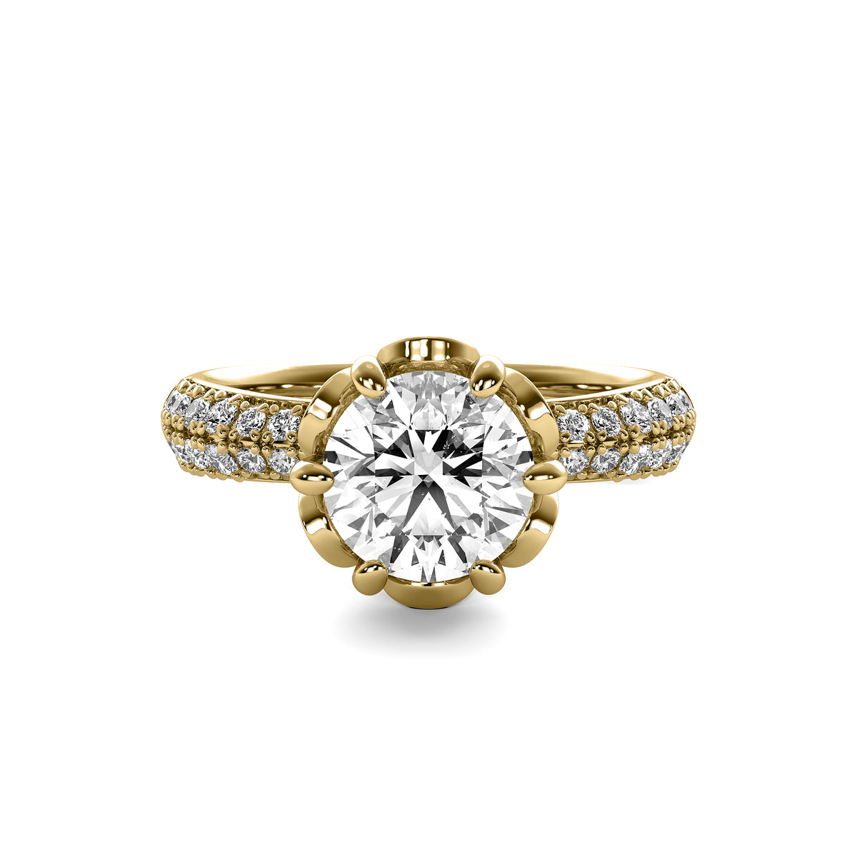 Florence Round Soliatire with Hidden Halo and Accent Diamonds