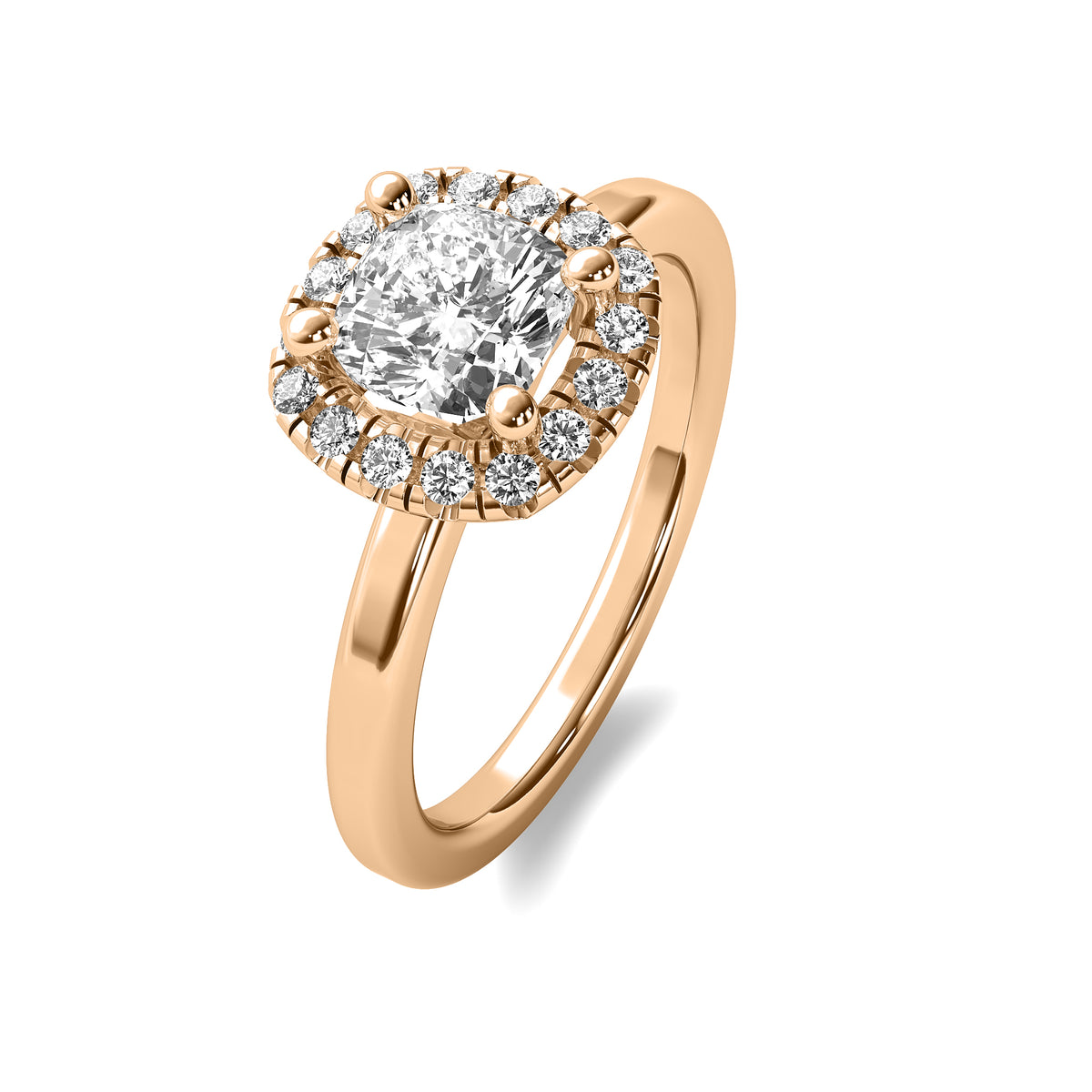 Mira Halo Accent Cushion Diamond Ring