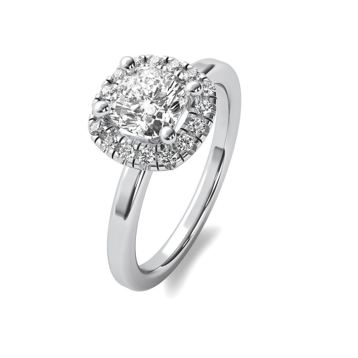 Mira Halo Accent Cushion Diamond Ring