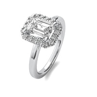 Selene Halo Accent Emerald Diamond Ring