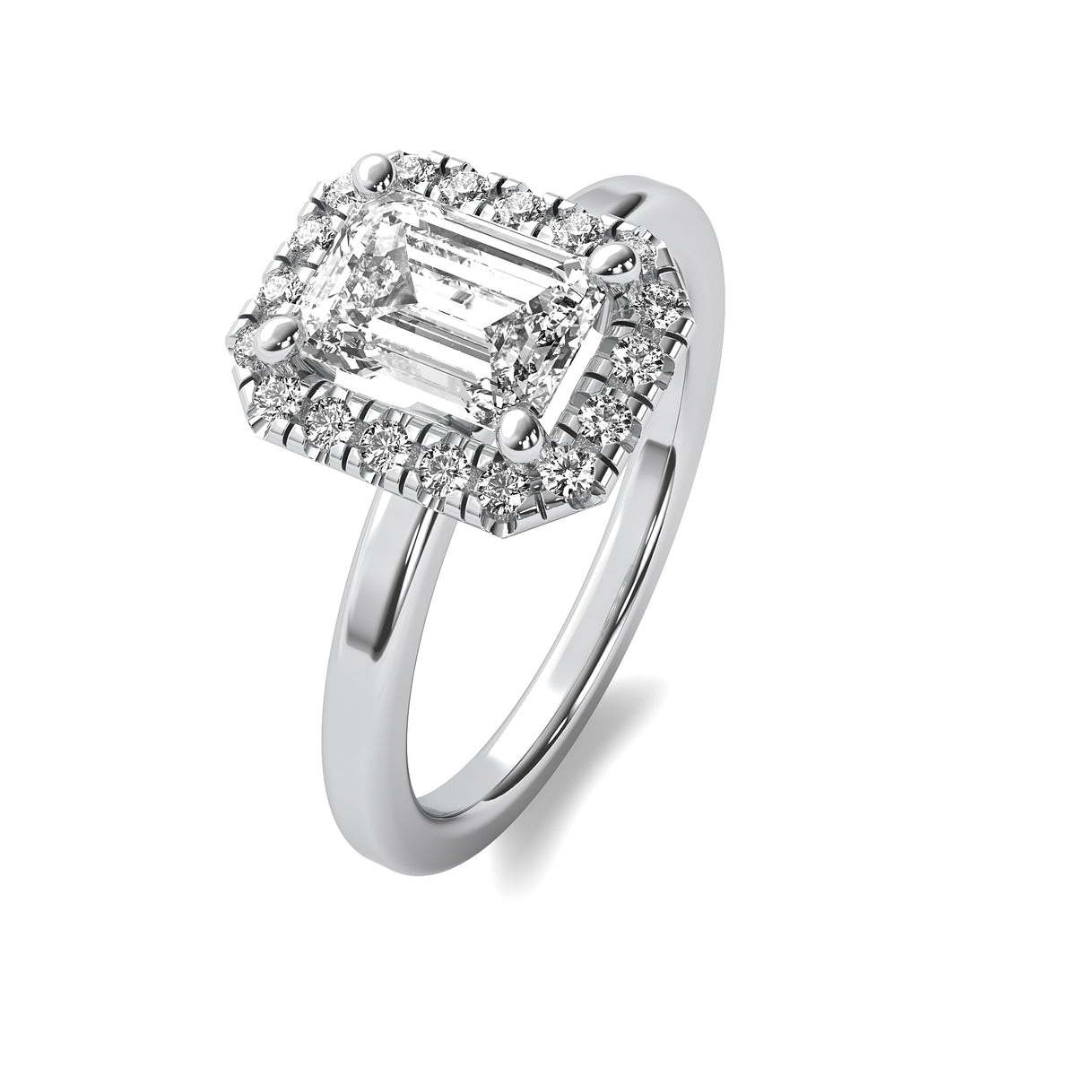 Selene Halo Accent Emerald Diamond Ring