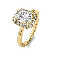 Selene Halo Accent Emerald Diamond Ring