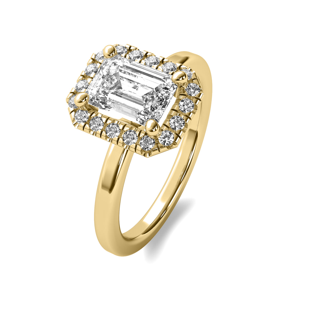 Selene Halo Accent Emerald Diamond Ring