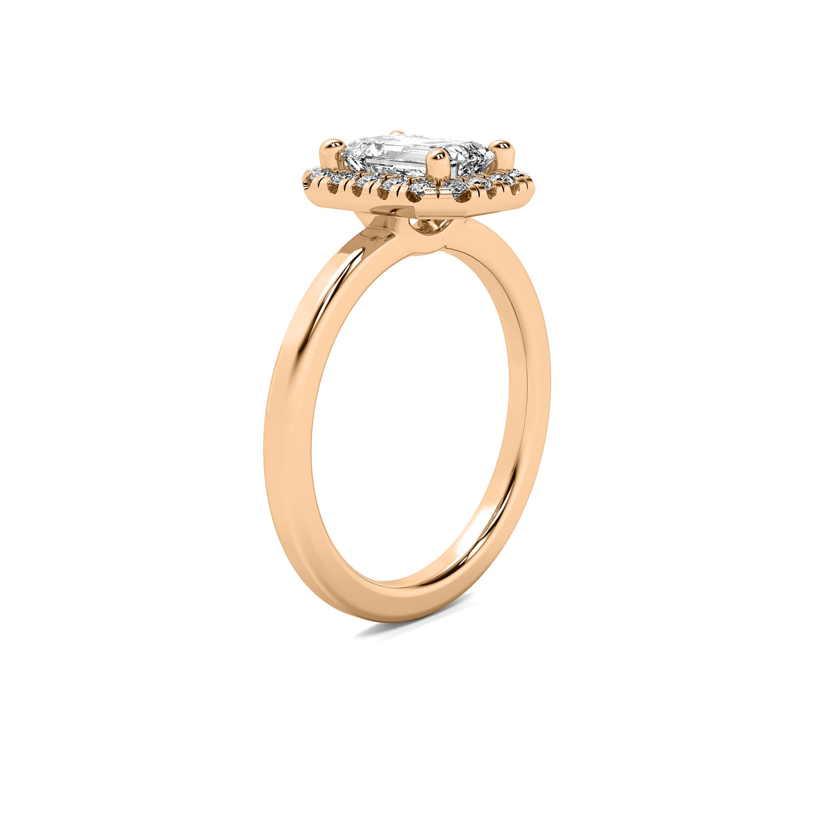 Selene Halo Accent Emerald Diamond Ring