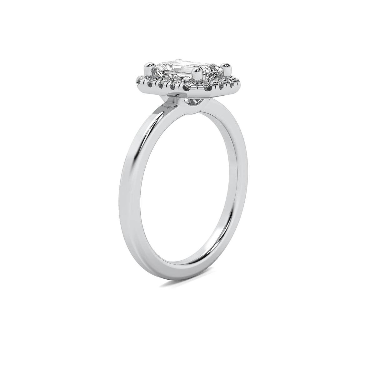 Selene Halo Accent Emerald Diamond Ring