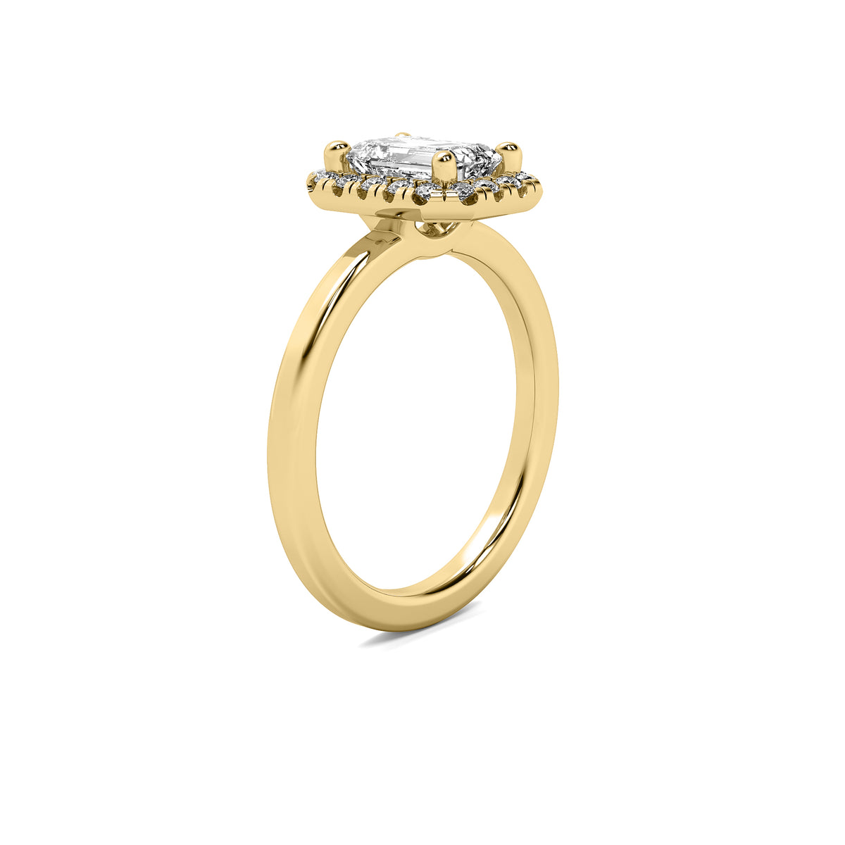 Selene Halo Accent Emerald Diamond Ring