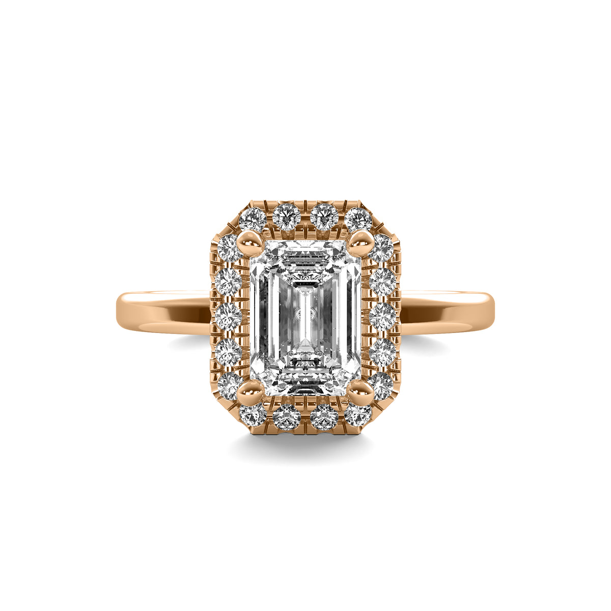 Selene Halo Accent Emerald Diamond Ring