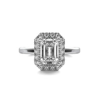 Selene Halo Accent Emerald Diamond Ring
