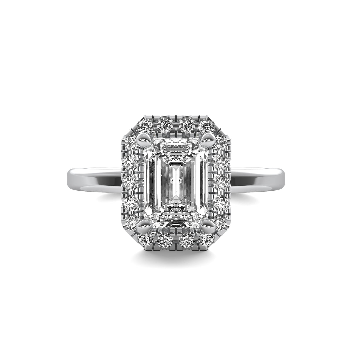 Selene Halo Accent Emerald Diamond Ring