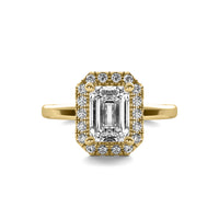 Selene Halo Accent Emerald Diamond Ring