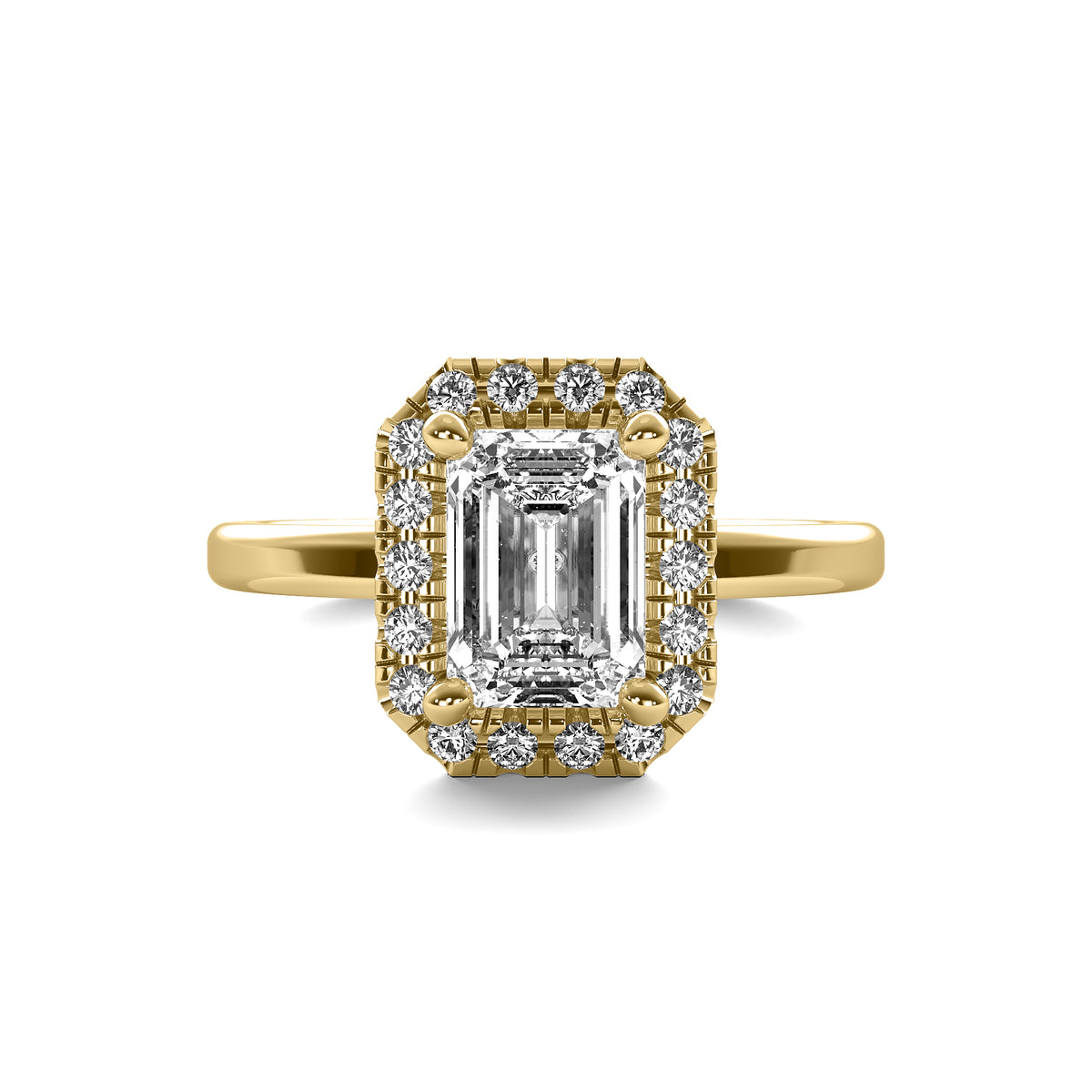 Selene Halo Accent Emerald Diamond Ring
