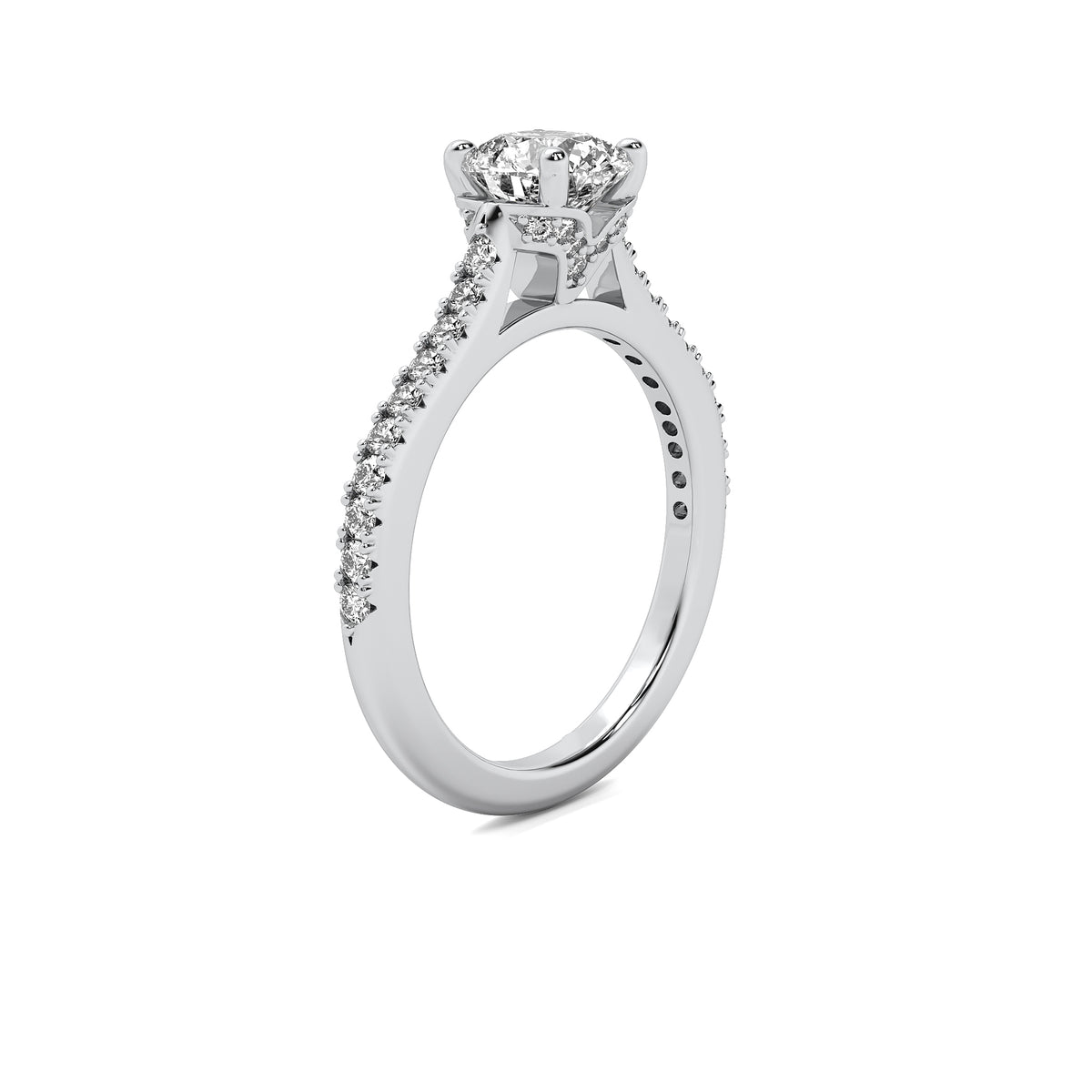 Thalia Round Solitaire with Hidden Halo and Accent Diamonds