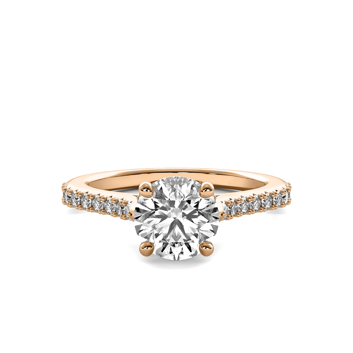 Thalia Round Solitaire with Hidden Halo and Accent Diamonds