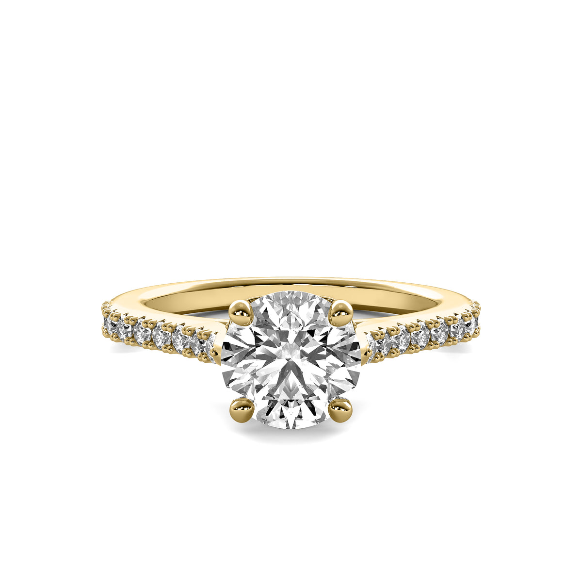 Thalia Round Solitaire with Hidden Halo and Accent Diamonds