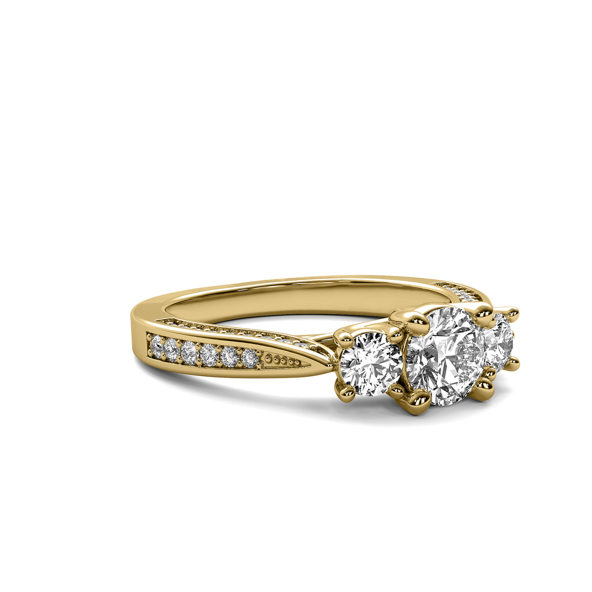 Ara Round Solitaire with Round Side Stones and Twist