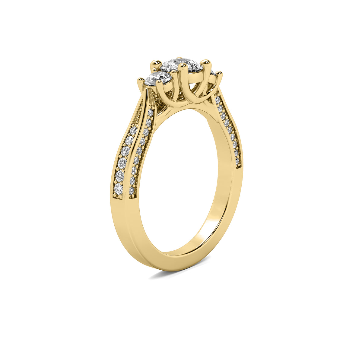 Ara Round Solitaire with Round Side Stones and Twist