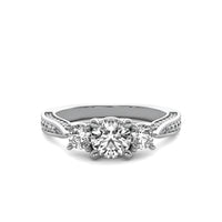 Ara Round Solitaire with Round Side Stones and Twist