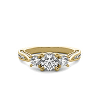 Ara Round Solitaire with Round Side Stones and Twist