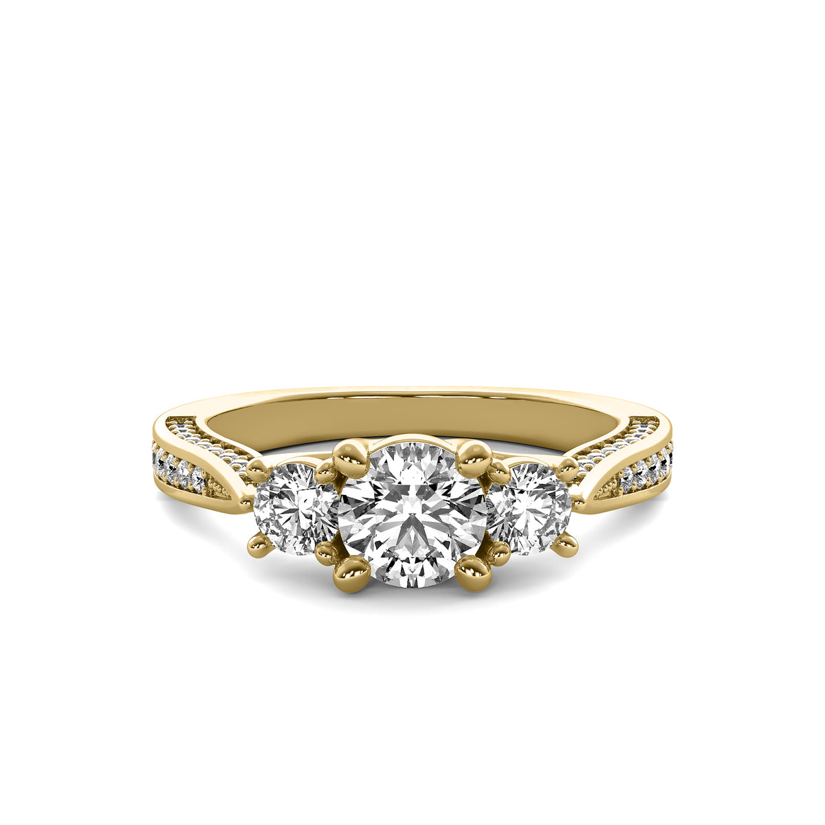 Ara Round Solitaire with Round Side Stones and Twist