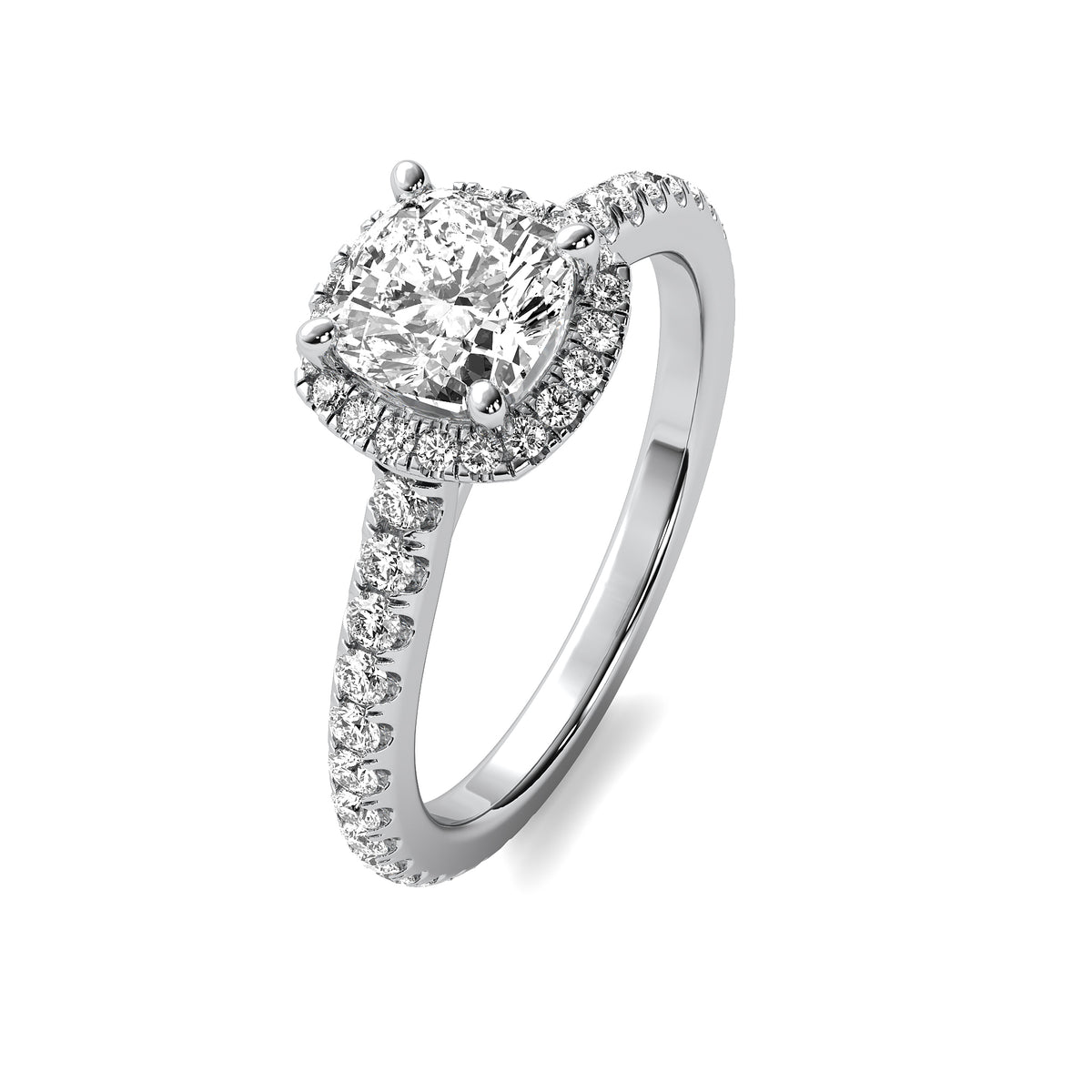 Amelie Halo Accent Cushion Diamond Ring