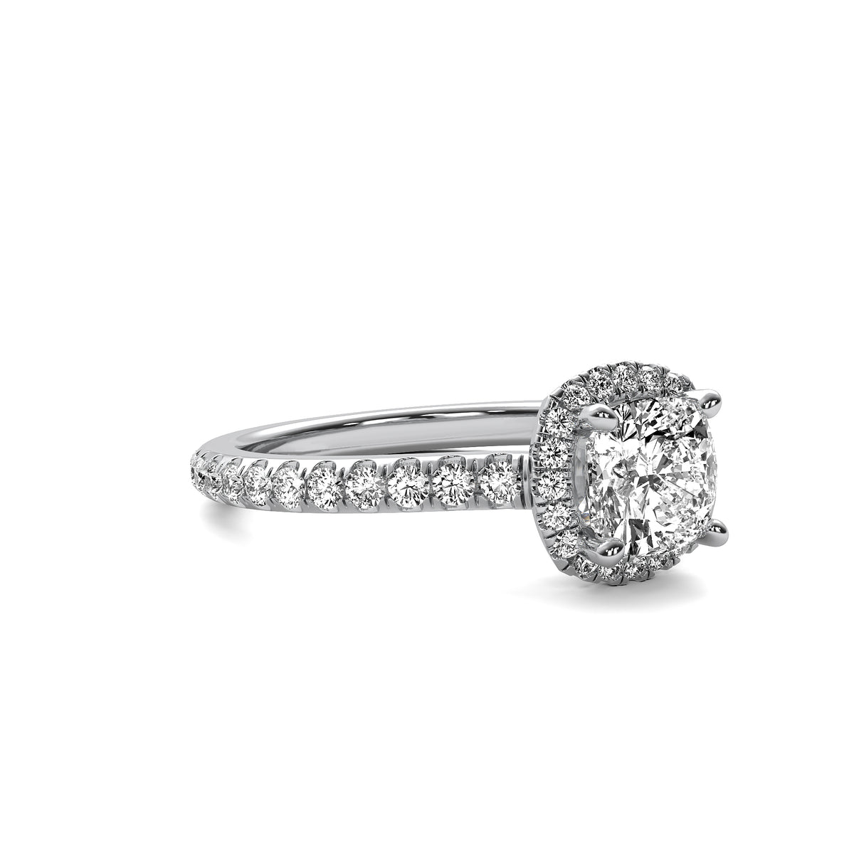 Amelie Halo Accent Cushion Diamond Ring