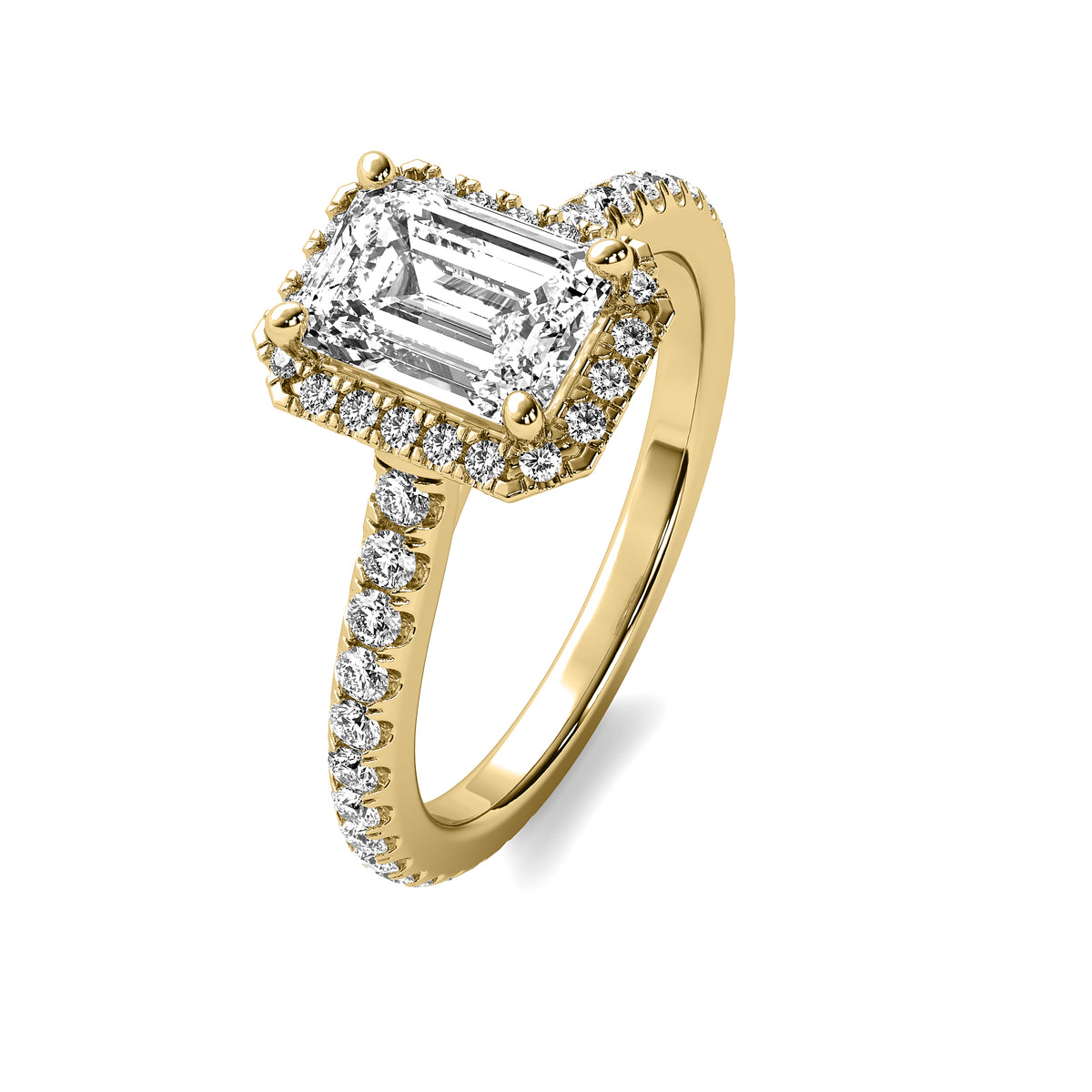 Amelie Halo Accent Emerald Diamond Ring