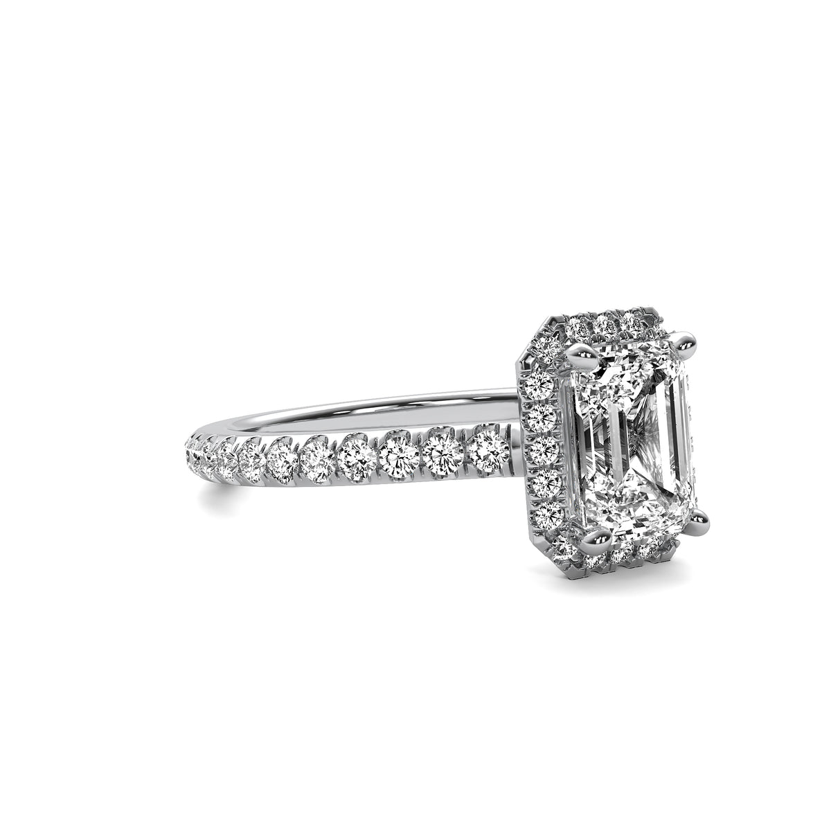 Amelie Halo Accent Emerald Diamond Ring