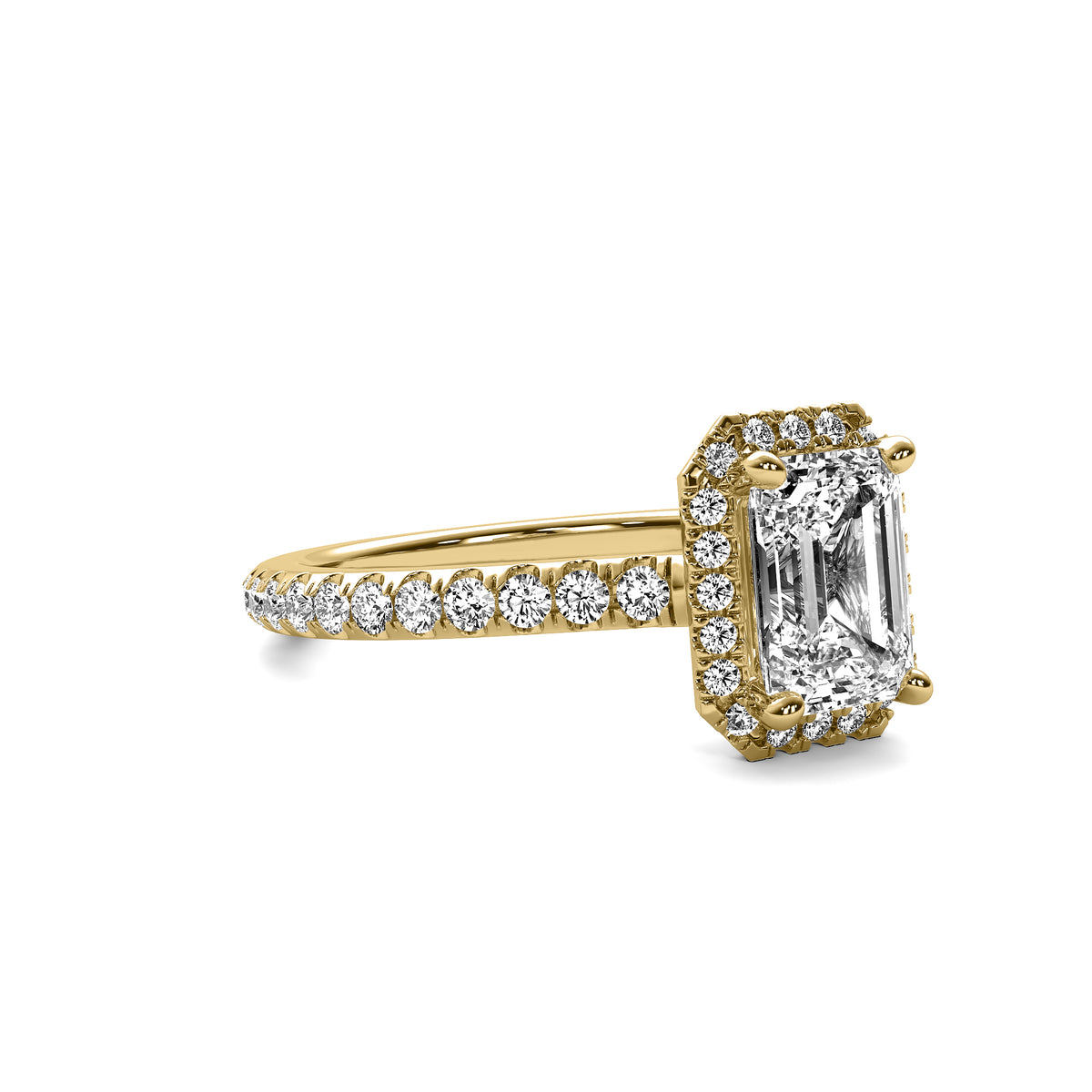 Amelie Halo Accent Emerald Diamond Ring