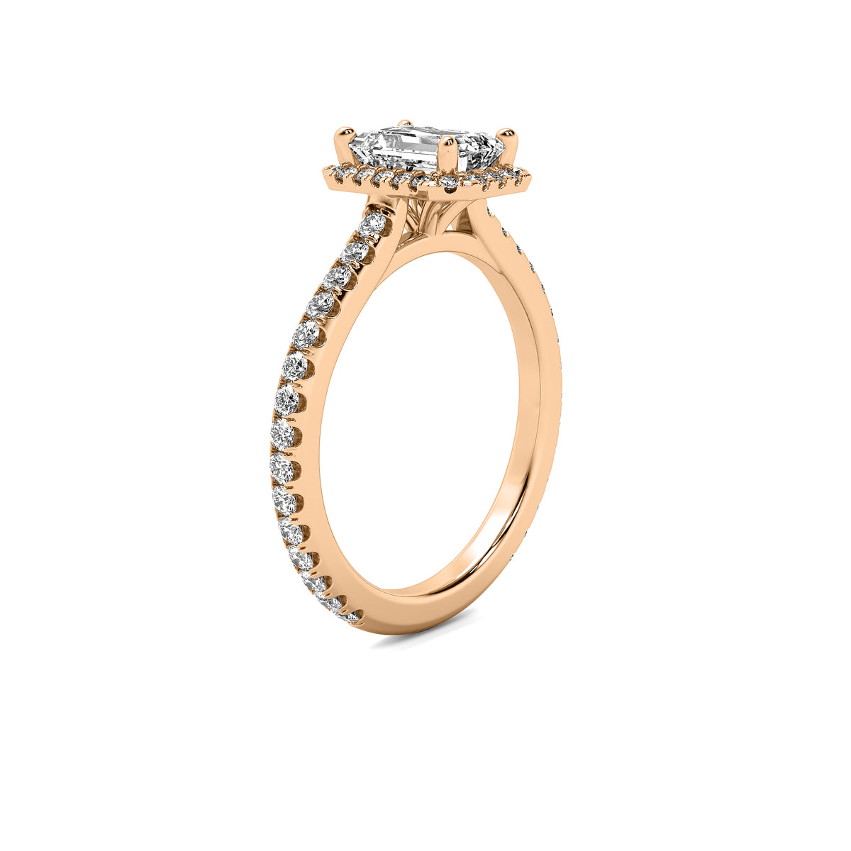 Amelie Halo Accent Emerald Diamond Ring