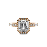 Amelie Halo Accent Emerald Diamond Ring