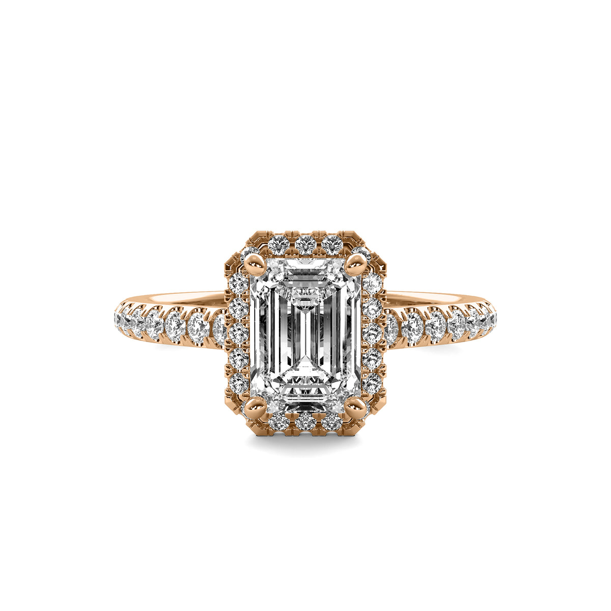 Amelie Halo Accent Emerald Diamond Ring