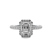 Amelie Halo Accent Emerald Diamond Ring