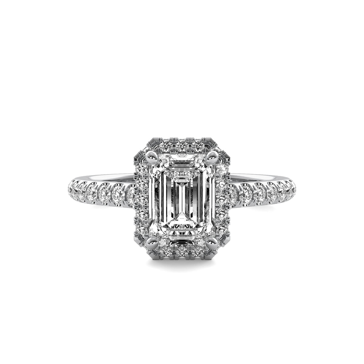 Amelie Halo Accent Emerald Diamond Ring