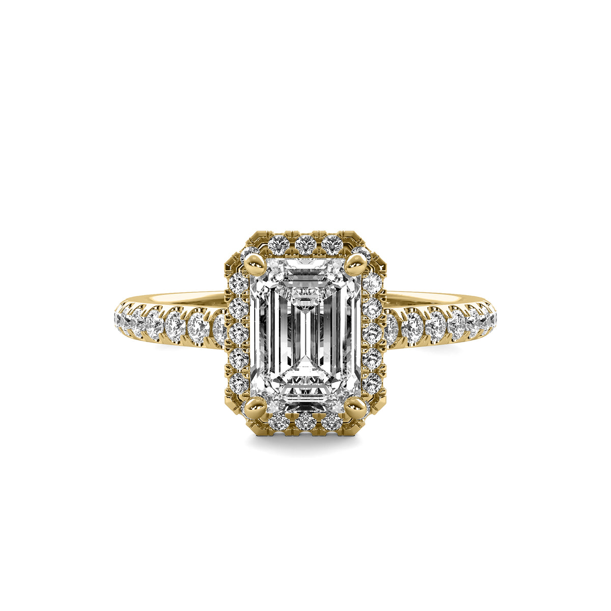 Amelie Halo Accent Emerald Diamond Ring
