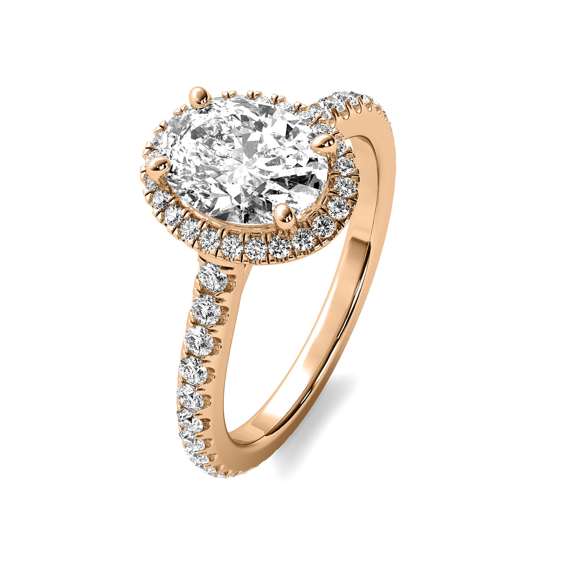 Amelie Halo Accent Oval Diamond Ring