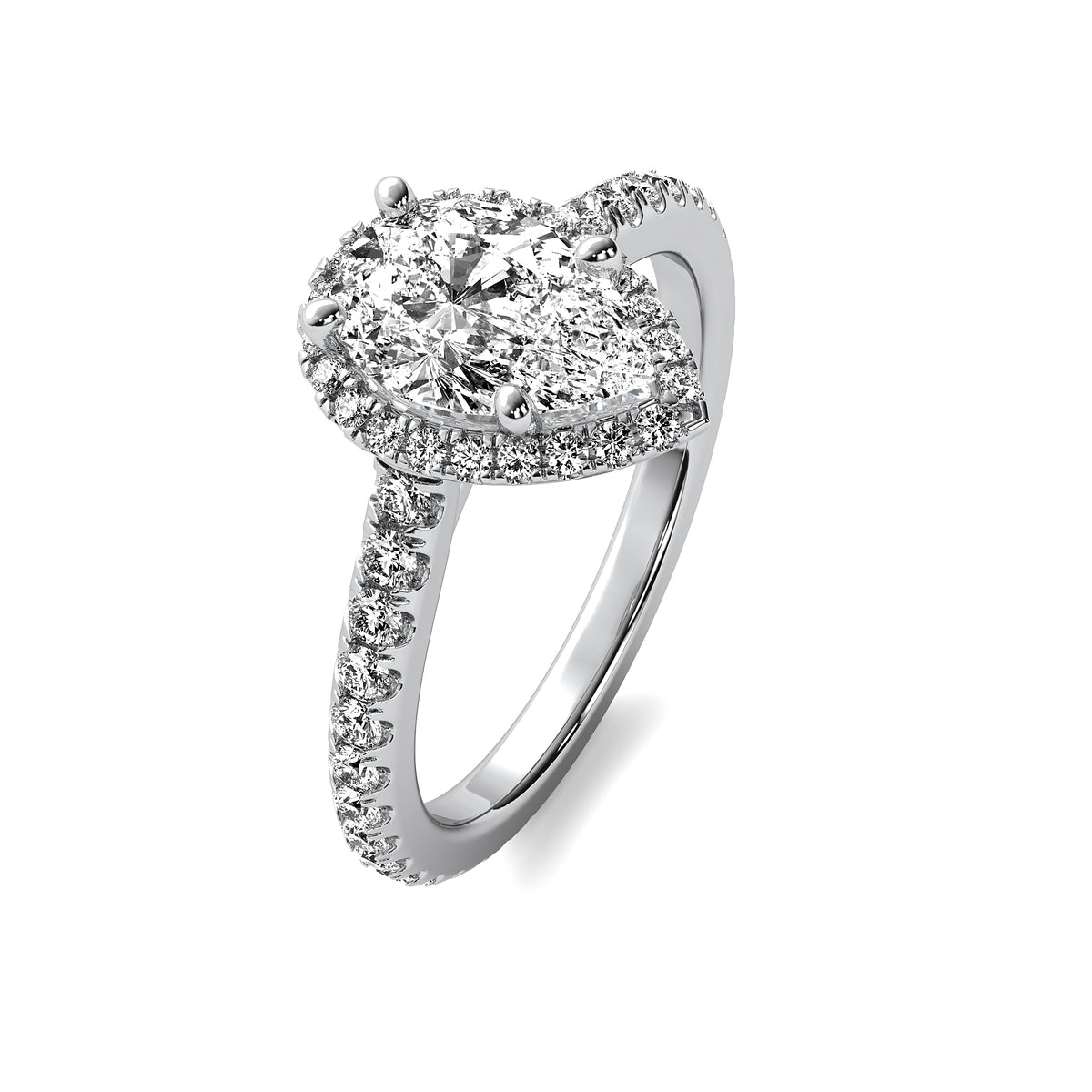 Amelie Halo Accent Pear Diamond Ring