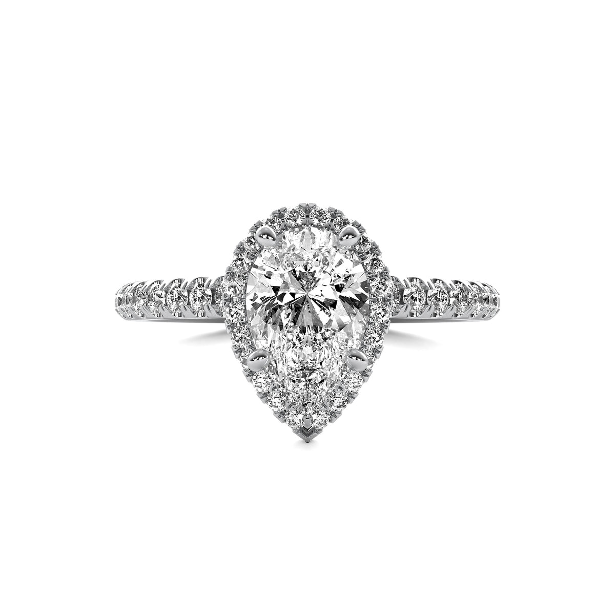 Amelie Halo Accent Pear Diamond Ring